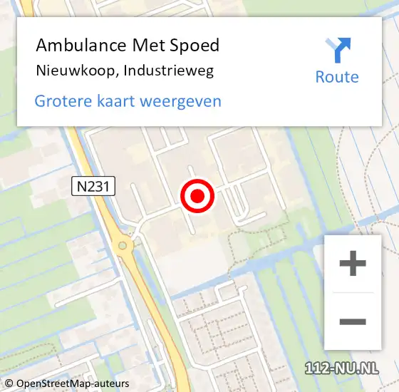 Locatie op kaart van de 112 melding: Ambulance Met Spoed Naar Nieuwkoop, Industrieweg op 12 augustus 2017 18:54