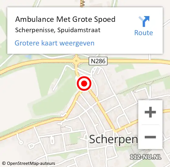 Locatie op kaart van de 112 melding: Ambulance Met Grote Spoed Naar Scherpenisse, Spuidamstraat op 12 augustus 2017 18:56