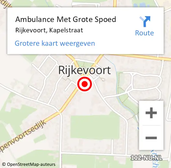 Locatie op kaart van de 112 melding: Ambulance Met Grote Spoed Naar Rijkevoort, Kapelstraat op 12 augustus 2017 19:04