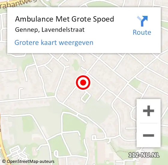 Locatie op kaart van de 112 melding: Ambulance Met Grote Spoed Naar Gennep, Lavendelstraat op 12 augustus 2017 20:03