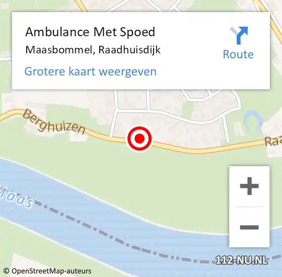 Locatie op kaart van de 112 melding: Ambulance Met Spoed Naar Maasbommel, Raadhuisdijk op 12 augustus 2017 21:06