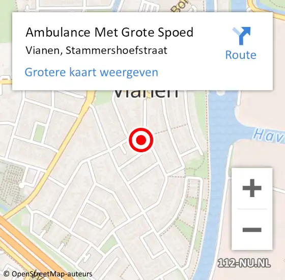 Locatie op kaart van de 112 melding: Ambulance Met Grote Spoed Naar Vianen, Stammershoefstraat op 12 augustus 2017 22:34