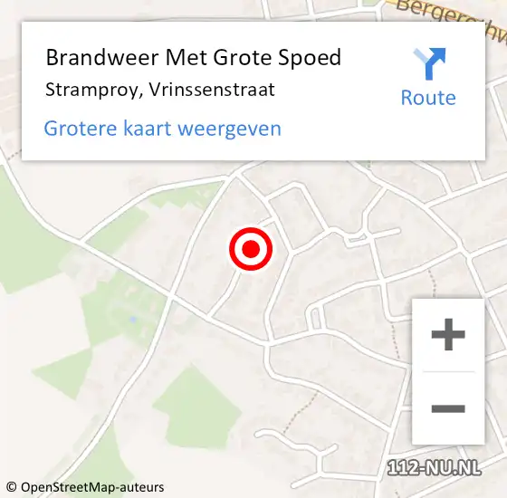 Locatie op kaart van de 112 melding: Brandweer Met Grote Spoed Naar Stramproy, Vrinssenstraat op 12 augustus 2017 22:54