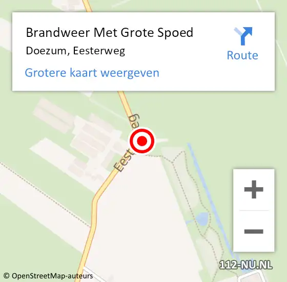 Locatie op kaart van de 112 melding: Brandweer Met Grote Spoed Naar Doezum, Eesterweg op 12 augustus 2017 23:00