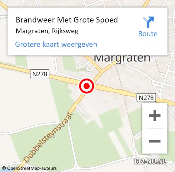 Locatie op kaart van de 112 melding: Brandweer Met Grote Spoed Naar Margraten, Rijksweg op 13 augustus 2017 00:00