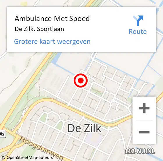 Locatie op kaart van de 112 melding: Ambulance Met Spoed Naar De Zilk, Sportlaan op 13 augustus 2017 00:33