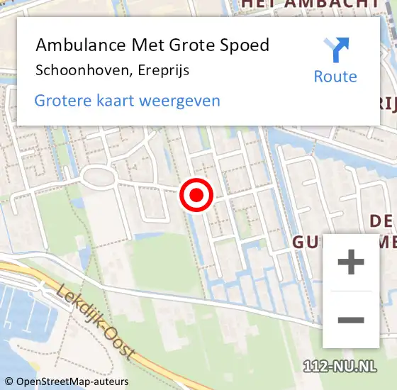 Locatie op kaart van de 112 melding: Ambulance Met Grote Spoed Naar Schoonhoven, Ereprijs op 13 augustus 2017 01:24