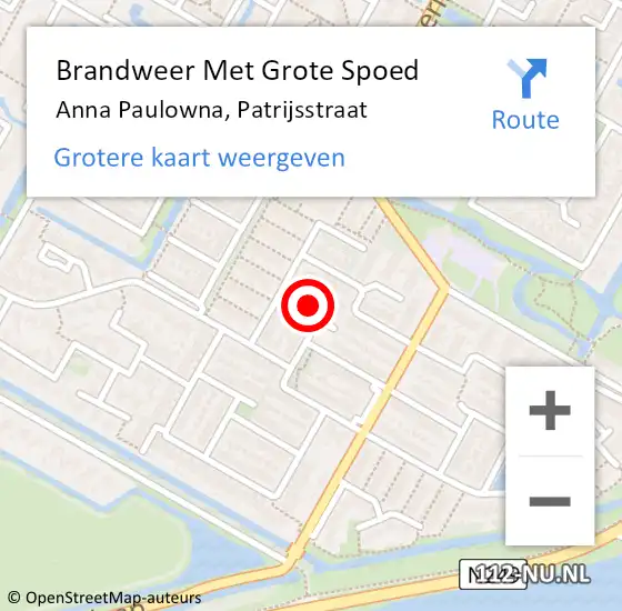 Locatie op kaart van de 112 melding: Brandweer Met Grote Spoed Naar Anna Paulowna, Patrijsstraat op 13 augustus 2017 01:56