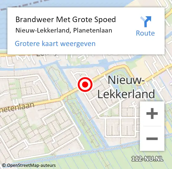 Locatie op kaart van de 112 melding: Brandweer Met Grote Spoed Naar Nieuw-Lekkerland, Planetenlaan op 13 augustus 2017 02:08