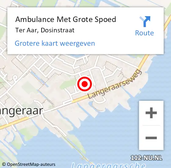 Locatie op kaart van de 112 melding: Ambulance Met Grote Spoed Naar Ter Aar, Dosinstraat op 13 augustus 2017 02:19