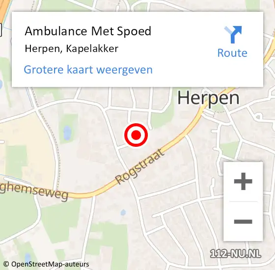 Locatie op kaart van de 112 melding: Ambulance Met Spoed Naar Herpen, Kapelakker op 13 augustus 2017 02:29