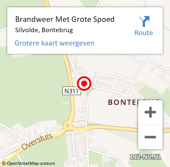 Locatie op kaart van de 112 melding: Brandweer Met Grote Spoed Naar Silvolde, Bontebrug op 13 augustus 2017 02:47