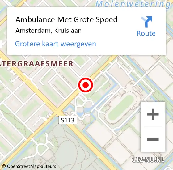 Locatie op kaart van de 112 melding: Ambulance Met Grote Spoed Naar Amsterdam, Kruislaan op 13 augustus 2017 03:05