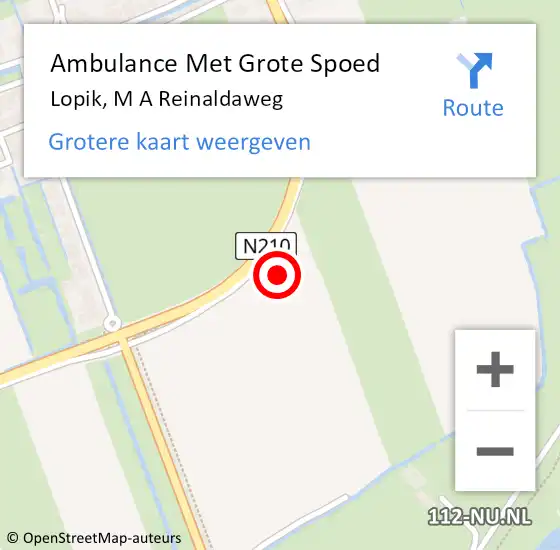 Locatie op kaart van de 112 melding: Ambulance Met Grote Spoed Naar Lopik, M A Reinaldaweg op 13 augustus 2017 03:39