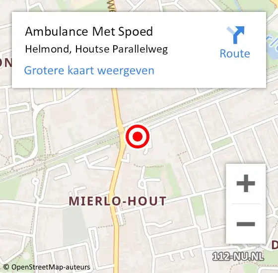Locatie op kaart van de 112 melding: Ambulance Met Spoed Naar Helmond, Houtse Parallelweg op 13 augustus 2017 03:44
