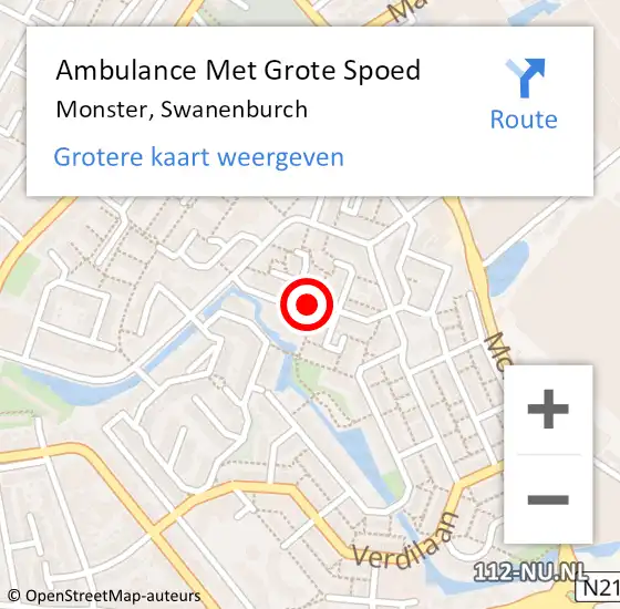 Locatie op kaart van de 112 melding: Ambulance Met Grote Spoed Naar Monster, Swanenburch op 13 augustus 2017 04:16