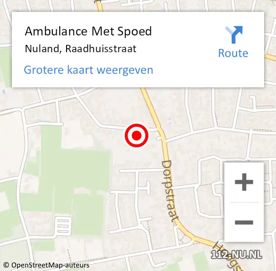 Locatie op kaart van de 112 melding: Ambulance Met Spoed Naar Nuland, Raadhuisstraat op 13 augustus 2017 05:01