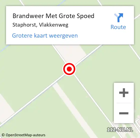 Locatie op kaart van de 112 melding: Brandweer Met Grote Spoed Naar Staphorst, Vlakkenweg op 13 augustus 2017 05:14