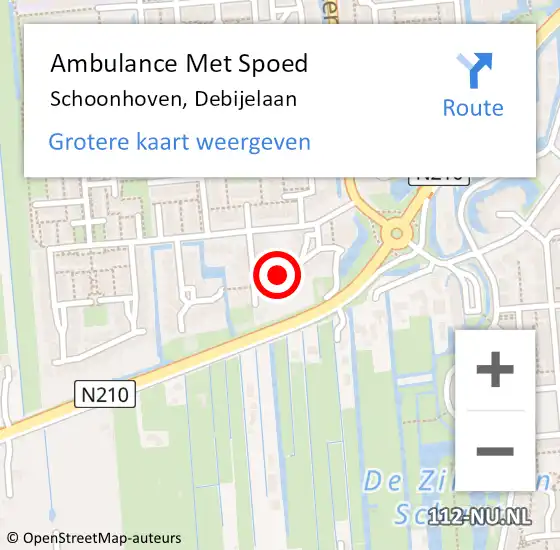 Locatie op kaart van de 112 melding: Ambulance Met Spoed Naar Schoonhoven, Debijelaan op 13 augustus 2017 05:22