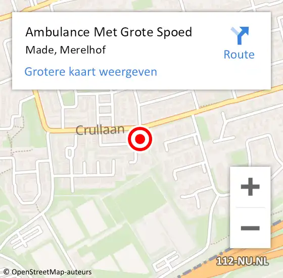 Locatie op kaart van de 112 melding: Ambulance Met Grote Spoed Naar Made, Merelhof op 13 augustus 2017 06:48