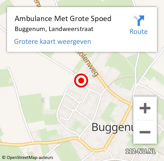 Locatie op kaart van de 112 melding: Ambulance Met Grote Spoed Naar Buggenum, Landweerstraat op 13 augustus 2017 07:07