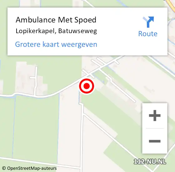 Locatie op kaart van de 112 melding: Ambulance Met Spoed Naar Lopikerkapel, Batuwseweg op 13 augustus 2017 07:41