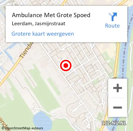Locatie op kaart van de 112 melding: Ambulance Met Grote Spoed Naar Leerdam, Jasmijnstraat op 13 augustus 2017 08:17