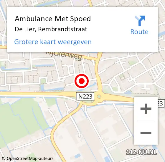 Locatie op kaart van de 112 melding: Ambulance Met Spoed Naar De Lier, Rembrandtstraat op 13 augustus 2017 08:23