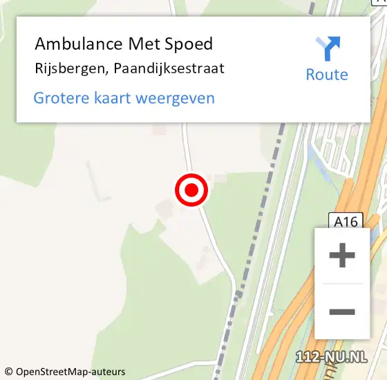 Locatie op kaart van de 112 melding: Ambulance Met Spoed Naar Rijsbergen, Paandijksestraat op 13 augustus 2017 08:37