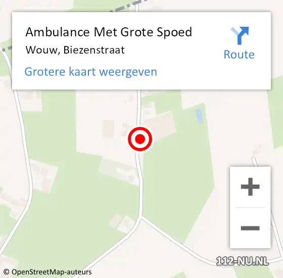 Locatie op kaart van de 112 melding: Ambulance Met Grote Spoed Naar Wouw, Biezenstraat op 13 augustus 2017 10:54