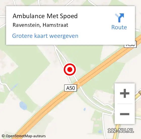 Locatie op kaart van de 112 melding: Ambulance Met Spoed Naar Ravenstein, Hamstraat op 13 augustus 2017 11:02