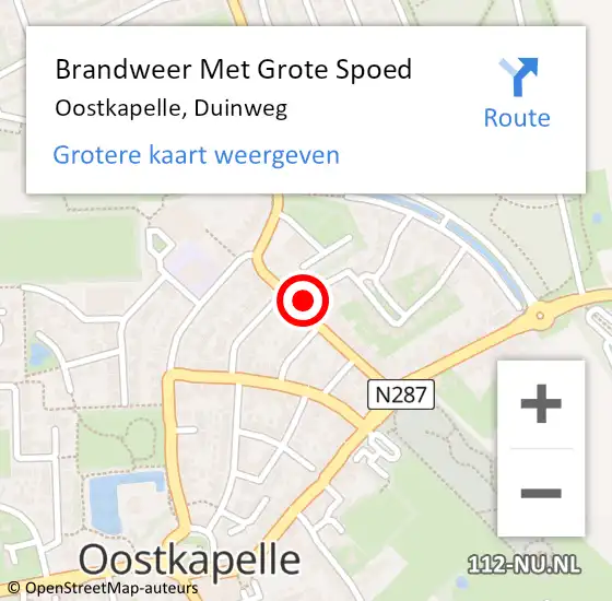 Locatie op kaart van de 112 melding: Brandweer Met Grote Spoed Naar Oostkapelle, Duinweg op 13 augustus 2017 11:23
