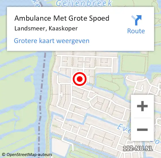 Locatie op kaart van de 112 melding: Ambulance Met Grote Spoed Naar Landsmeer, Kaaskoper op 13 augustus 2017 11:32