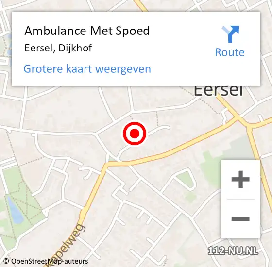 Locatie op kaart van de 112 melding: Ambulance Met Spoed Naar Eersel, Dijkhof op 13 augustus 2017 11:36