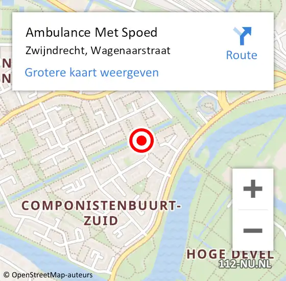 Locatie op kaart van de 112 melding: Ambulance Met Spoed Naar Zwijndrecht, Wagenaarstraat op 13 augustus 2017 11:44