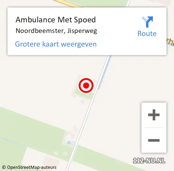 Locatie op kaart van de 112 melding: Ambulance Met Spoed Naar Noordbeemster, Jisperweg op 13 augustus 2017 11:48