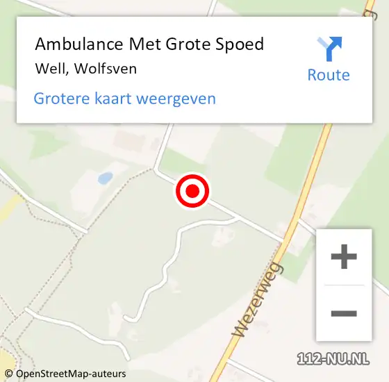 Locatie op kaart van de 112 melding: Ambulance Met Grote Spoed Naar Well, Wolfsven op 13 augustus 2017 12:25