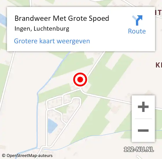 Locatie op kaart van de 112 melding: Brandweer Met Grote Spoed Naar Ingen, Luchtenburg op 13 augustus 2017 12:56