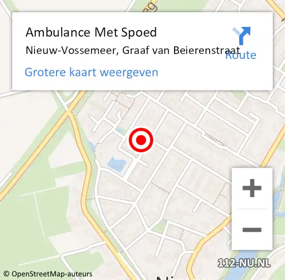 Locatie op kaart van de 112 melding: Ambulance Met Spoed Naar Nieuw-Vossemeer, Graaf van Beierenstraat op 29 januari 2014 17:54