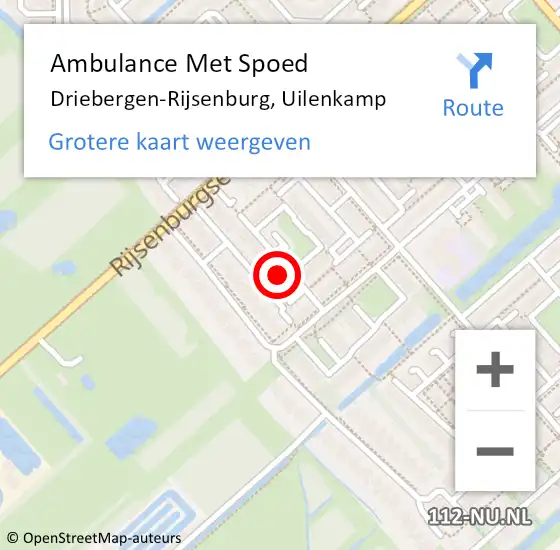 Locatie op kaart van de 112 melding: Ambulance Met Spoed Naar Driebergen-Rijsenburg, Uilenkamp op 13 augustus 2017 13:38