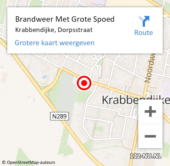 Locatie op kaart van de 112 melding: Brandweer Met Grote Spoed Naar Krabbendijke, Dorpsstraat op 13 augustus 2017 13:53