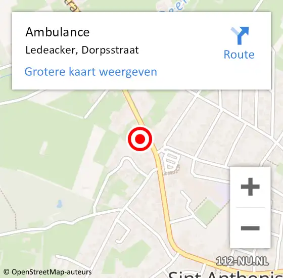 Locatie op kaart van de 112 melding: Ambulance Ledeacker, Dorpsstraat op 13 augustus 2017 14:23