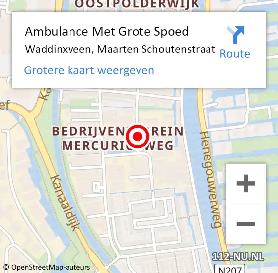 Locatie op kaart van de 112 melding: Ambulance Met Grote Spoed Naar Waddinxveen, Maarten Schoutenstraat op 13 augustus 2017 14:54