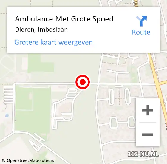 Locatie op kaart van de 112 melding: Ambulance Met Grote Spoed Naar Dieren, Imboslaan op 13 augustus 2017 15:02