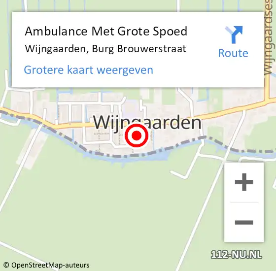 Locatie op kaart van de 112 melding: Ambulance Met Grote Spoed Naar Wijngaarden, Burg Brouwerstraat op 29 januari 2014 18:10