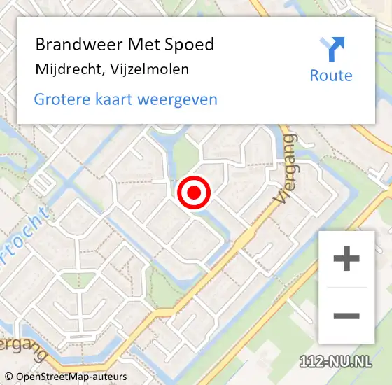 Locatie op kaart van de 112 melding: Brandweer Met Spoed Naar Mijdrecht, Vijzelmolen op 29 januari 2014 18:11