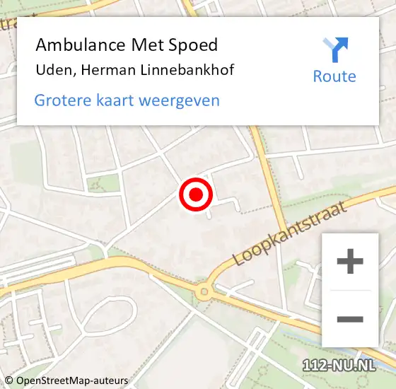 Locatie op kaart van de 112 melding: Ambulance Met Spoed Naar Uden, Herman Linnebankhof op 13 augustus 2017 15:34