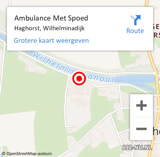Locatie op kaart van de 112 melding: Ambulance Met Spoed Naar Haghorst, Wilhelminadijk op 13 augustus 2017 16:05
