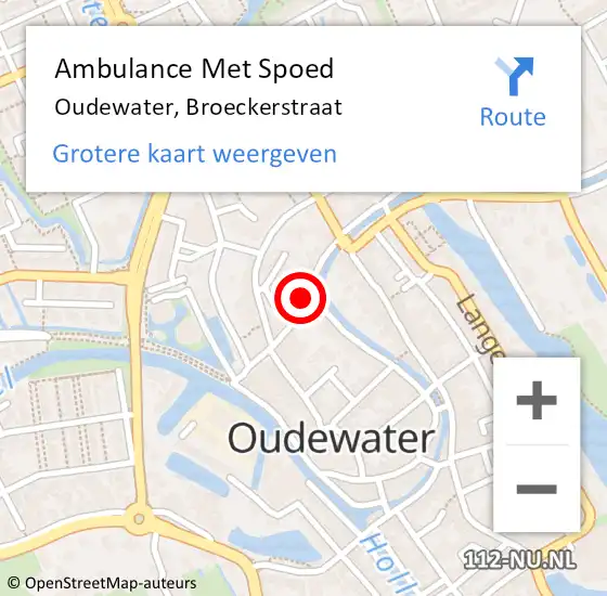 Locatie op kaart van de 112 melding: Ambulance Met Spoed Naar Oudewater, Broeckerstraat op 13 augustus 2017 16:10