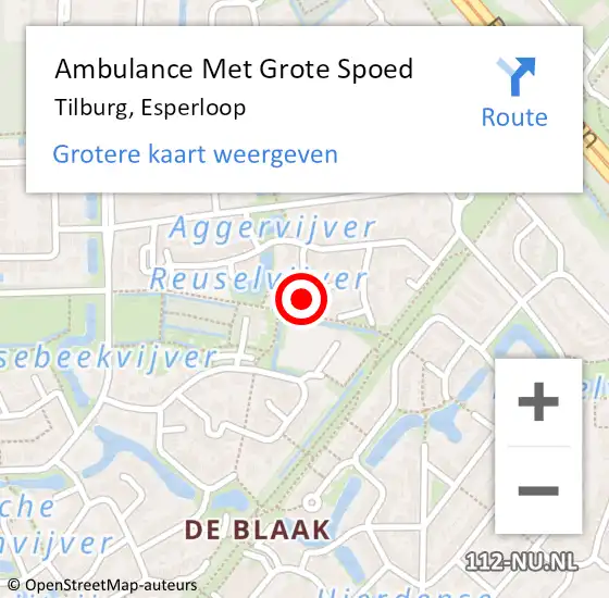 Locatie op kaart van de 112 melding: Ambulance Met Grote Spoed Naar Tilburg, Esperloop op 13 augustus 2017 16:13